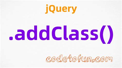 jquery addclass|jQuery addClass() Method .